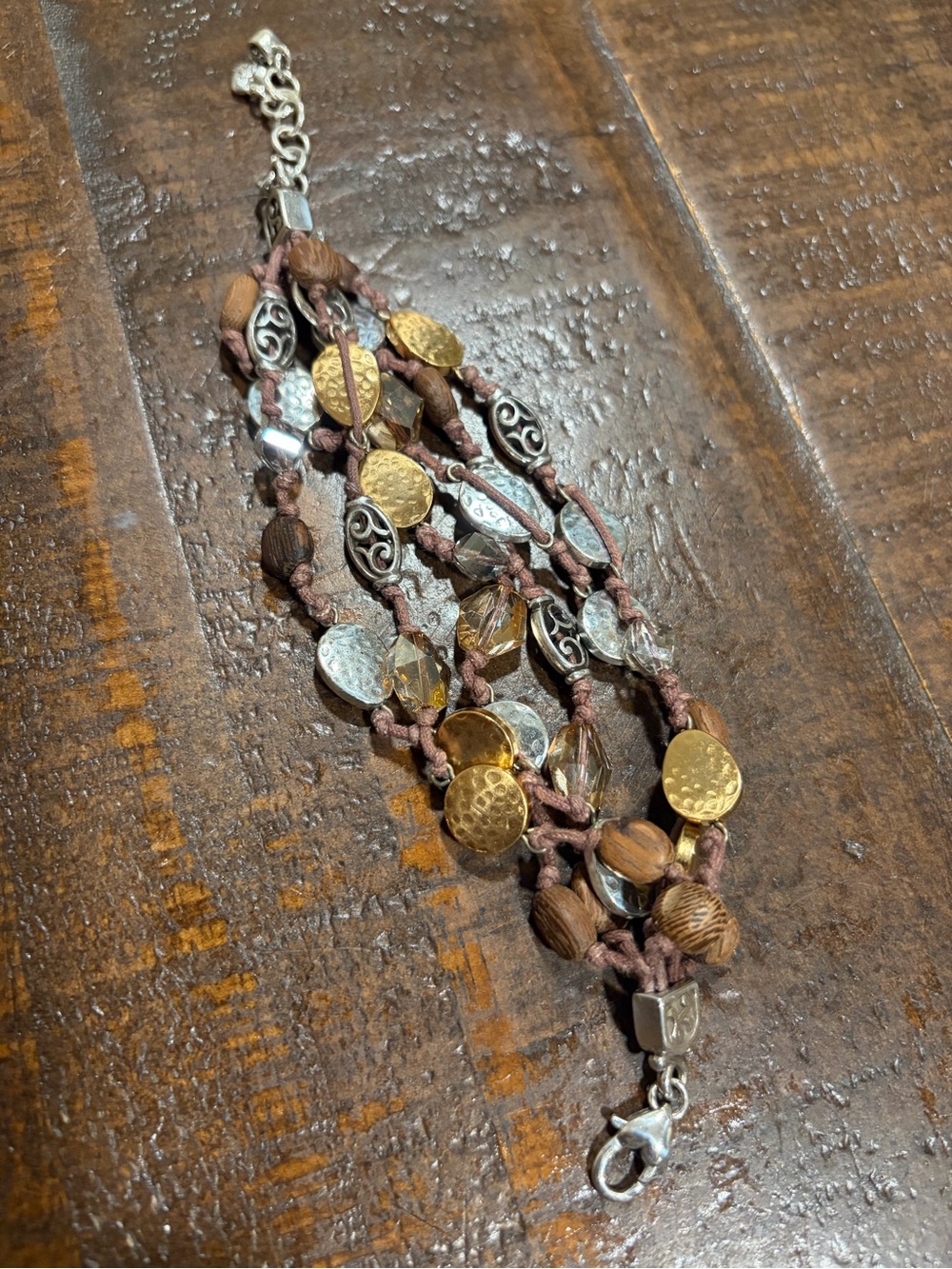 BRIGHTON RIVIERA Multi-Strand Gold & Silver Coin Bead Bracelet